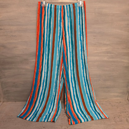 Zac & Rachel Colorful Vertical Striped High Waist Wide Leg Pants Size Medium Good Condition
