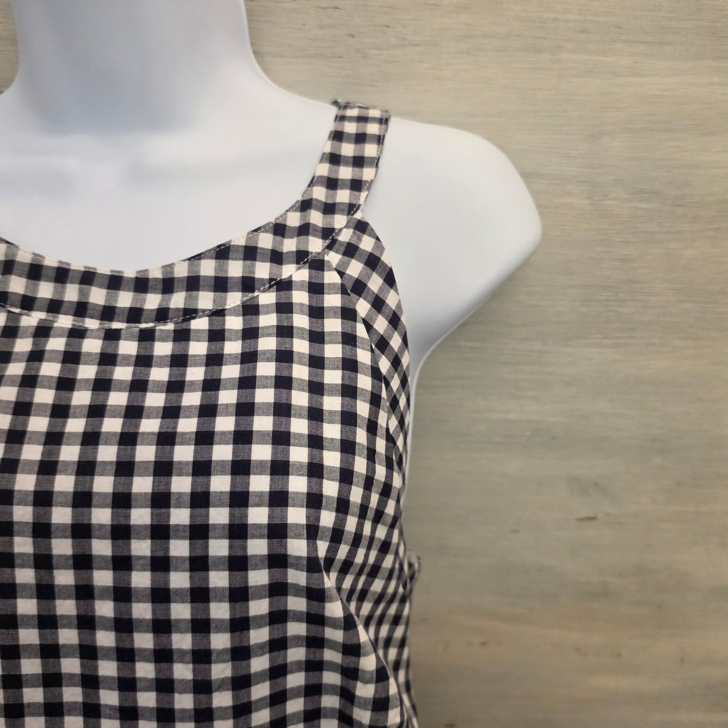 Eliza J Black White Buffalo Check Sleeveless Retro Style Midi Dress Size 10 Good Conditon