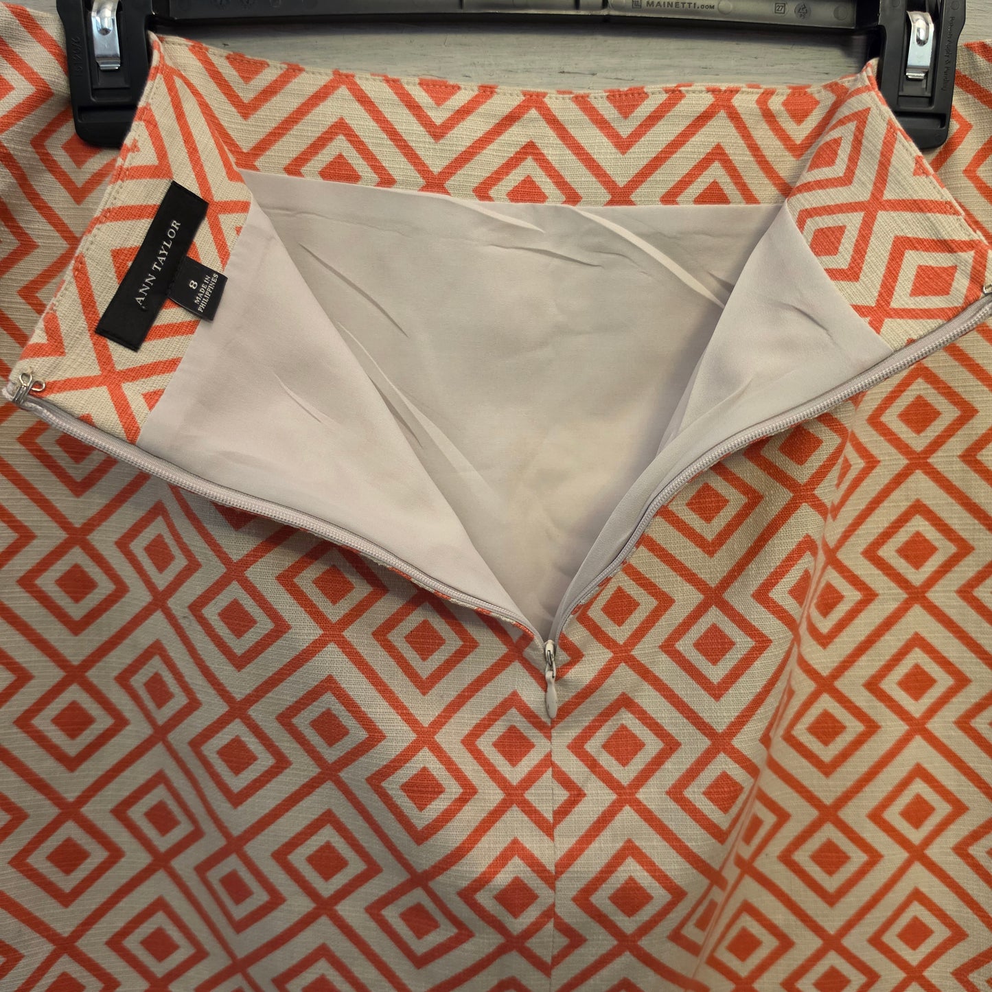 Ann Taylor 98% Cotton Abstract Geometric Print Tailored Mini Skirt Size 8 Good Condition