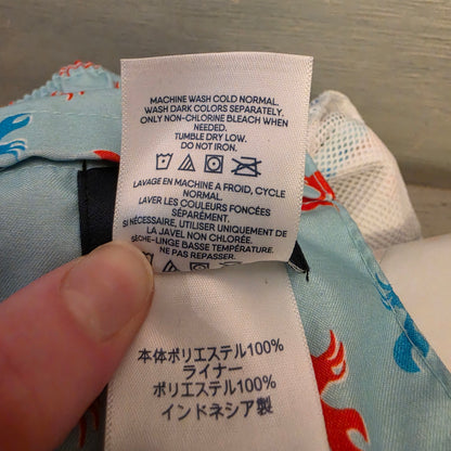 Land's End Men's Light Blue Multicolor Crab Print Swim Trunks Size XXL(44-46) Good Condition