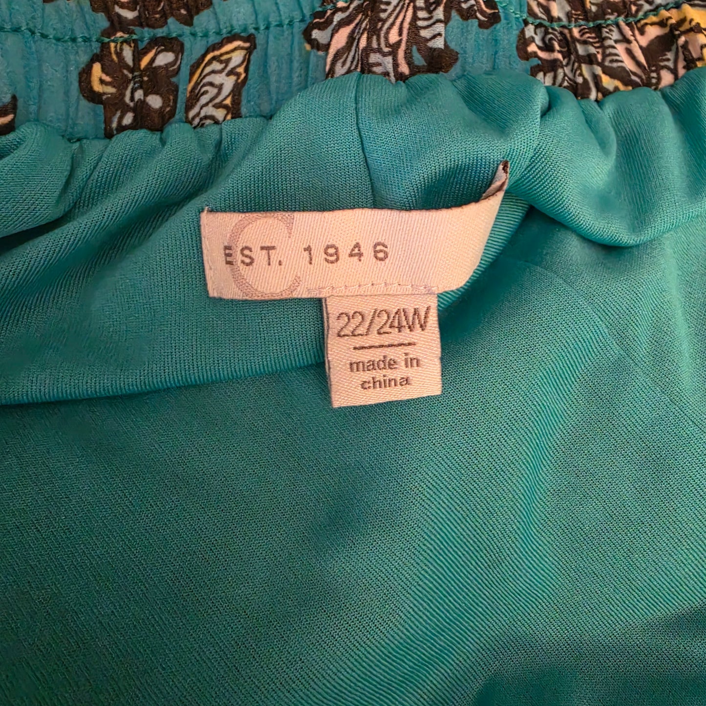 Est. 1946 Teal Blue Boho Paisley Print Wide Leg Palazzo Pants Size 22/24W Good Condition