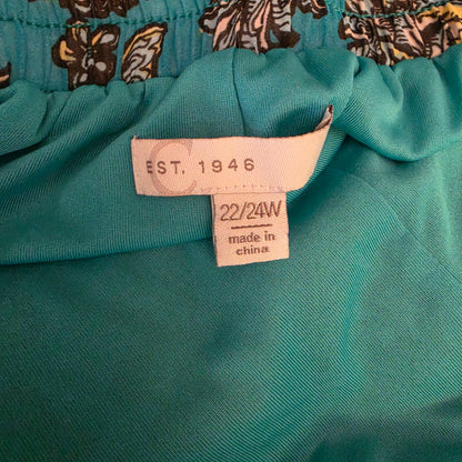 Est. 1946 Teal Blue Boho Paisley Print Wide Leg Palazzo Pants Size 22/24W Good Condition
