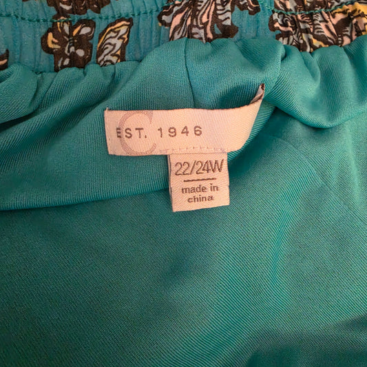 Est. 1946 Teal Blue Boho Paisley Print Wide Leg Palazzo Pants Size 22/24W Good Condition