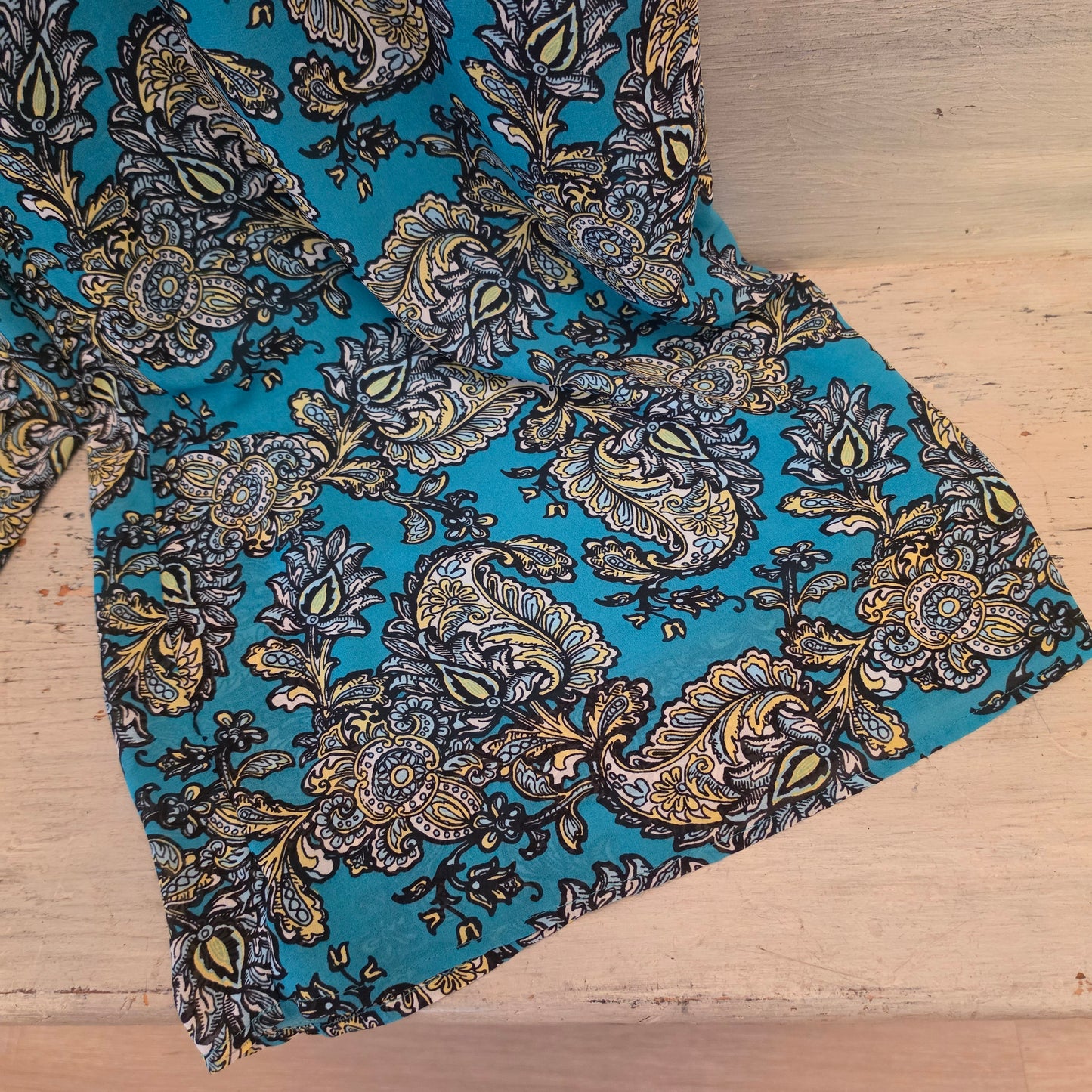 Est. 1946 Teal Blue Boho Paisley Print Wide Leg Palazzo Pants Size 22/24W Good Condition