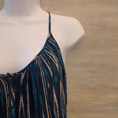 Xhilaration Abstract Wave Print Racerback Wide Leg Cropped Jumpsuit Size Large Good Condition