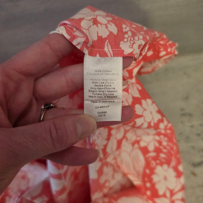 Talbots 100% Cotton Hawaiian Floral Print Button Down Shirt Blouse Size 12 Good Condition