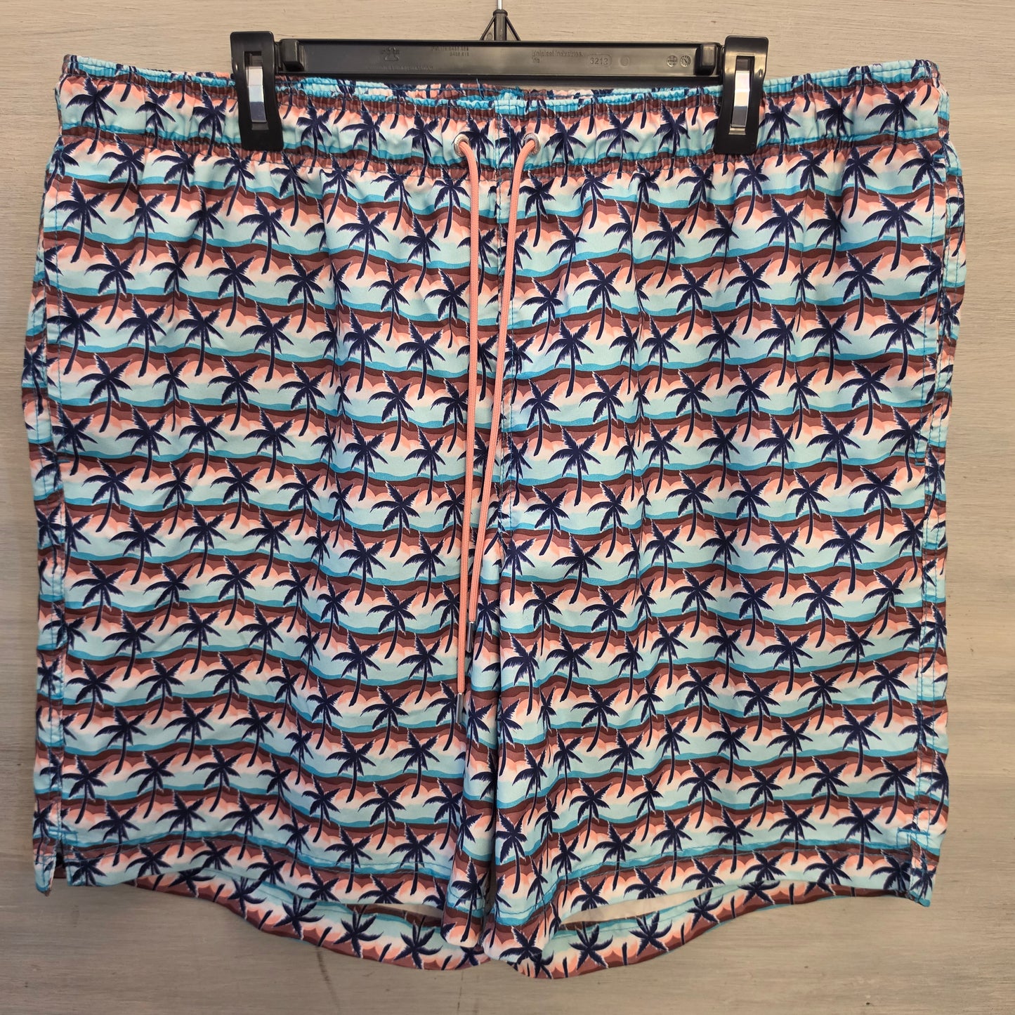 Land's End Men's Multicolor Wave Palm Tree Print Swim Shorts Size XXL Good Condition