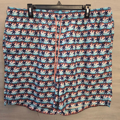 Land's End Men's Multicolor Wave Palm Tree Print Swim Shorts Size XXL Good Condition