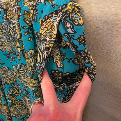 Est. 1946 Teal Blue Boho Paisley Print Wide Leg Palazzo Pants Size 22/24W Good Condition