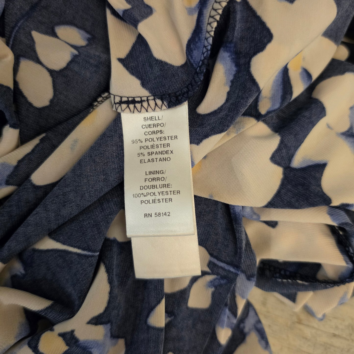 London Times Navy Floral Print Vneck Fit & Flare Midi Dress Size 2XL Good Condition