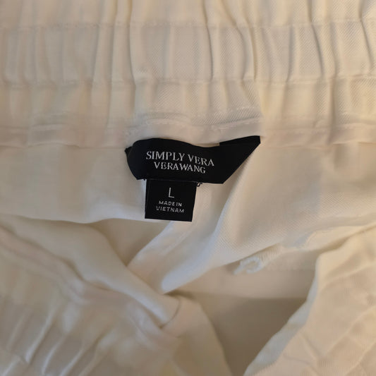 Simply Vera Vera Wang Cream Smocked Elastic Waist Lightweight Shorts Size Large Good Condition