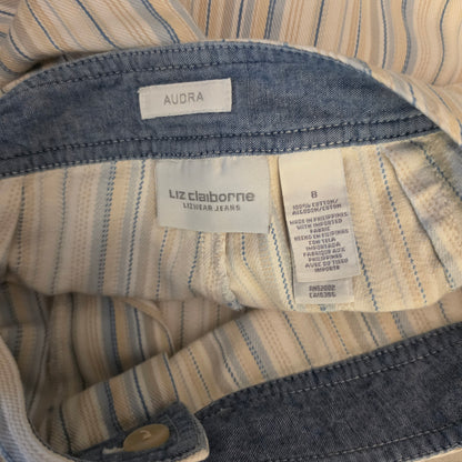 Liz Claiborne Jeans 100% Cotton Audra Pinstripe Bermuda Shorts Size 8 Good Condition