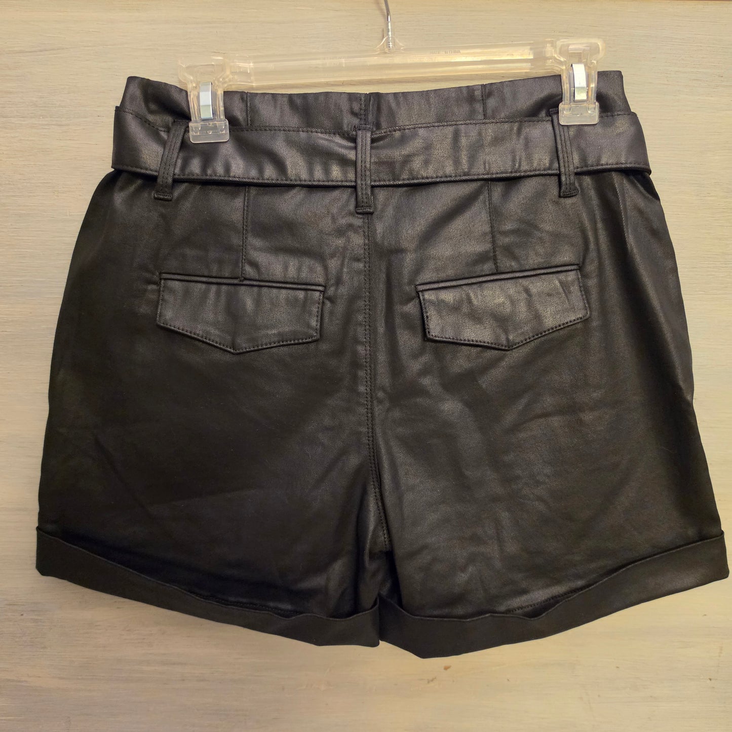 White House Black Market Black Faux Leather High Waist Shorts Size 4 Good Condition