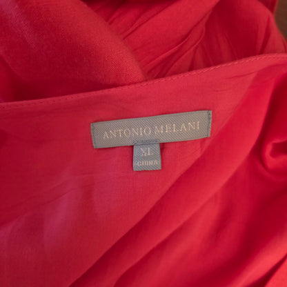 Antonio Melani Fuchsia Pink Vneck Aline Tiered Hem Knee Length Dress Size XL Good Condition