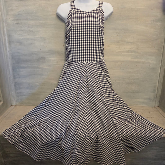 Eliza J Black White Buffalo Check Sleeveless Retro Style Midi Dress Size 10 Good Conditon