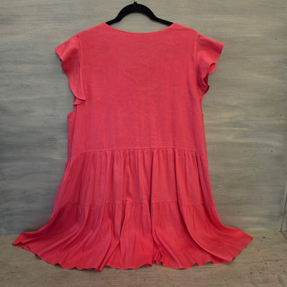 Antonio Melani Fuchsia Pink Vneck Aline Tiered Hem Knee Length Dress Size XL Good Condition