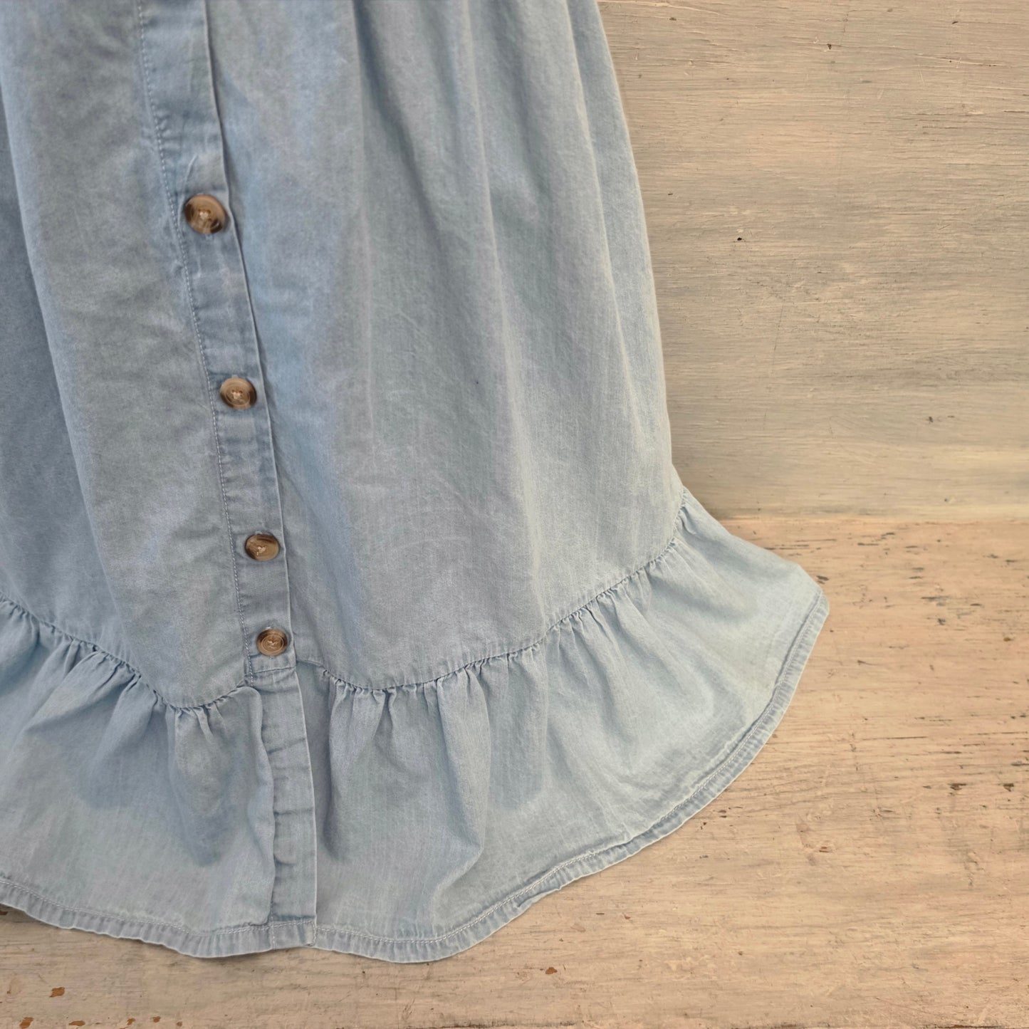 Japna 100% Cotton Light Wash Denim Sleeveless Aline Mini Dress Size Small Good Condition