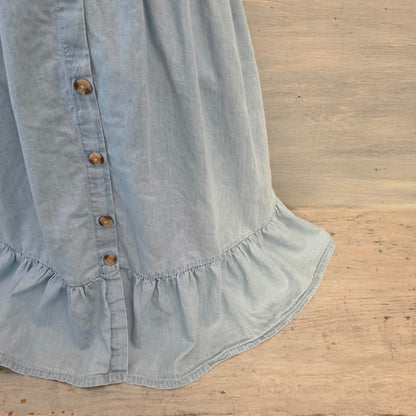 Japna 100% Cotton Light Wash Denim Sleeveless Aline Mini Dress Size Small Good Condition
