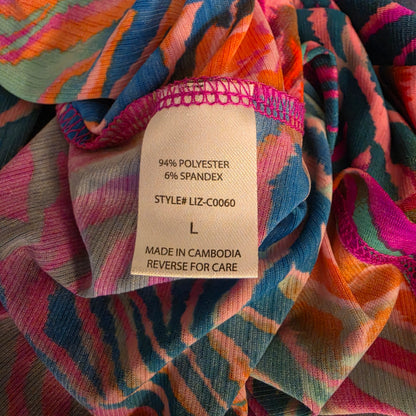 Dear Scarlett Multicolor Abstract Zebra Print Tunic Blouse Size Large Good Condition
