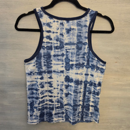 Lucky Brand Blue/White Knit Tie Dye Tank Top & Shorts Pajama Lounge Set Size Small Good Condition