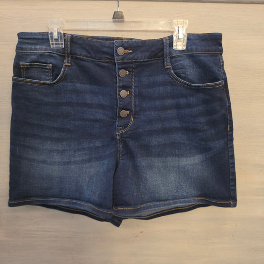 Nine West Dark Wash High Waist Button Down Denim Shorts Size 14 Good Condition