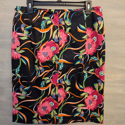 Metro Style Stretch 97% Cotton Colorful Floral Print Pencil Skirt Size 12 Good Condition