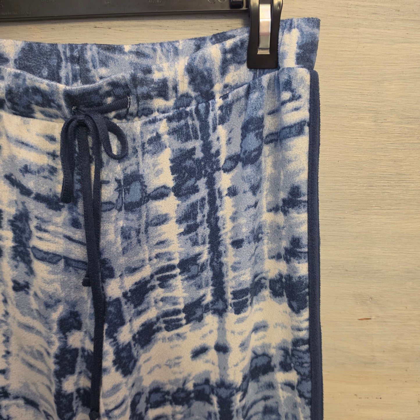 Lucky Brand Knit Blue White Tie Dye Shirt & Pants Pajama Lounge Set Size Small Good Condition