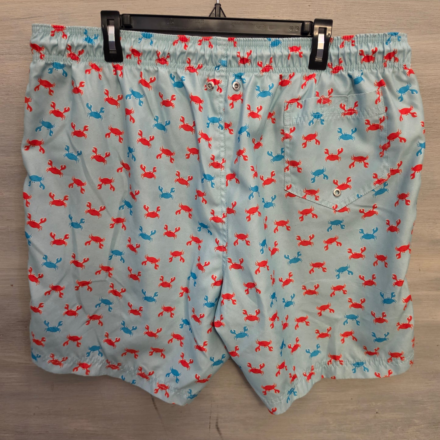 Land's End Men's Light Blue Multicolor Crab Print Swim Trunks Size XXL(44-46) Good Condition