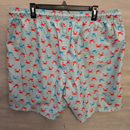 Land's End Men's Light Blue Multicolor Crab Print Swim Trunks Size XXL(44-46) Good Condition