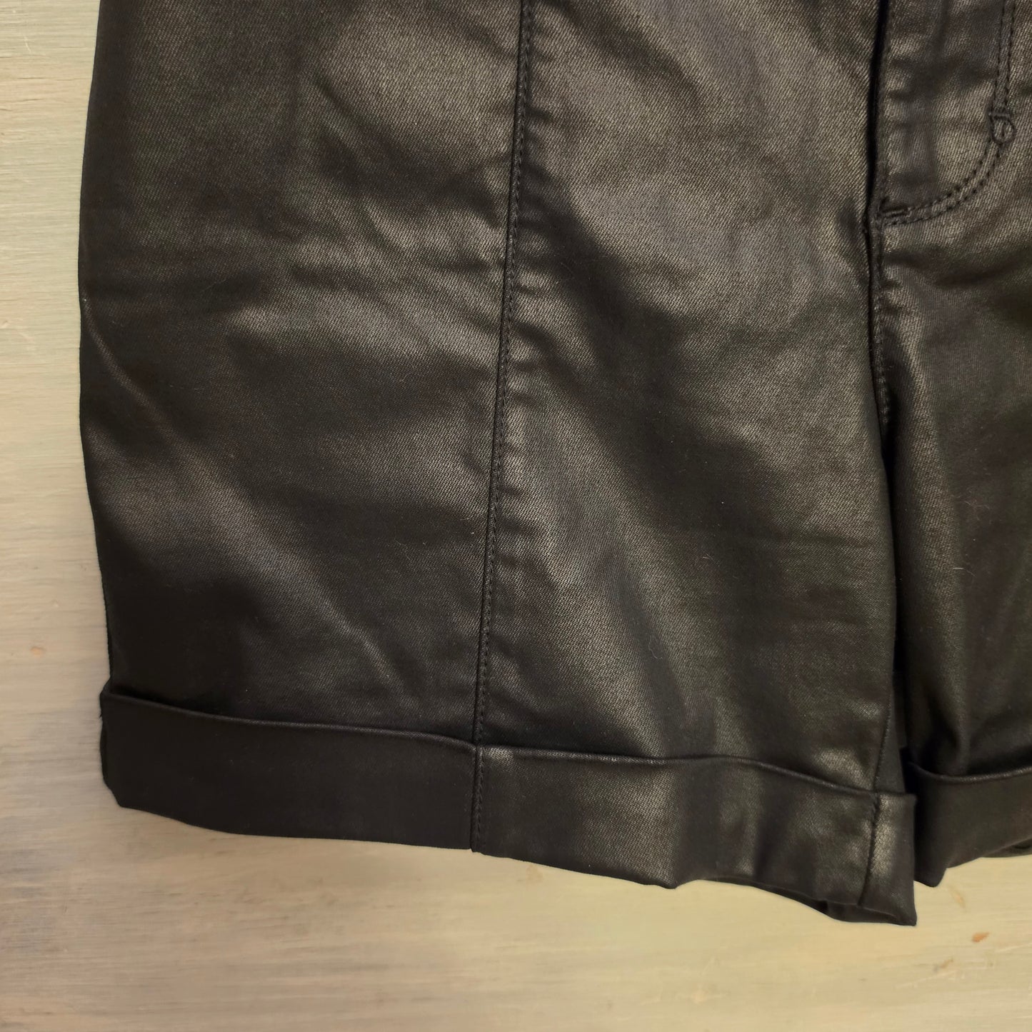 White House Black Market Black Faux Leather High Waist Shorts Size 4 Good Condition