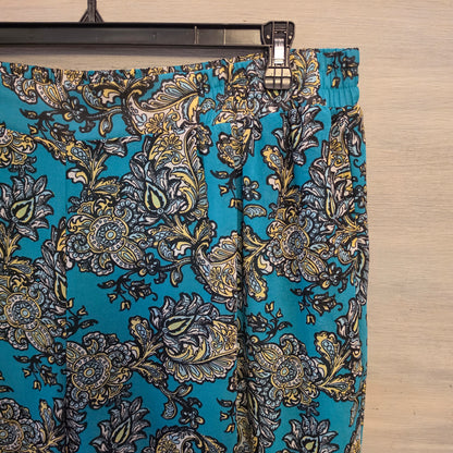 Est. 1946 Teal Blue Boho Paisley Print Wide Leg Palazzo Pants Size 22/24W Good Condition
