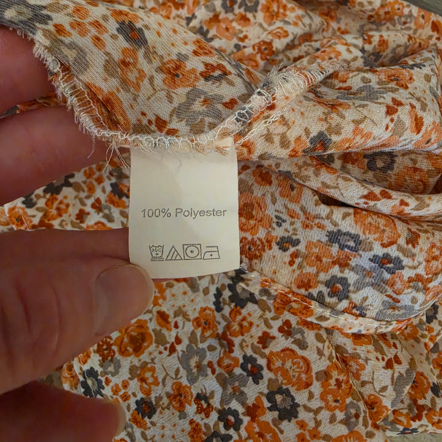 Shein Curve Peach Floral Print Vneck Tie Front Babydoll Blouse Size 1X Good Condition