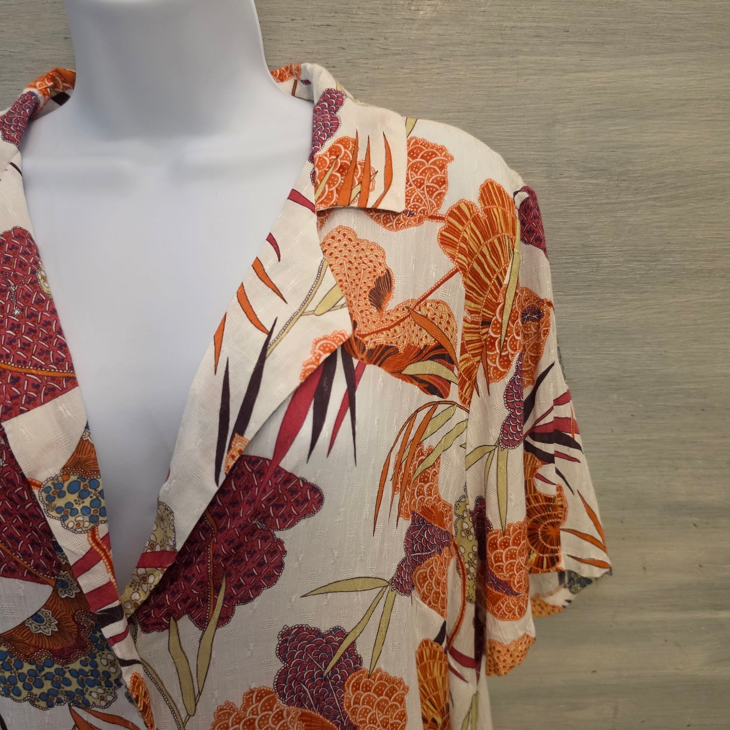 Rachel Zoe Multicolor Floral Deep Collared Vneck Button Down Blouse Size XL Good Condition