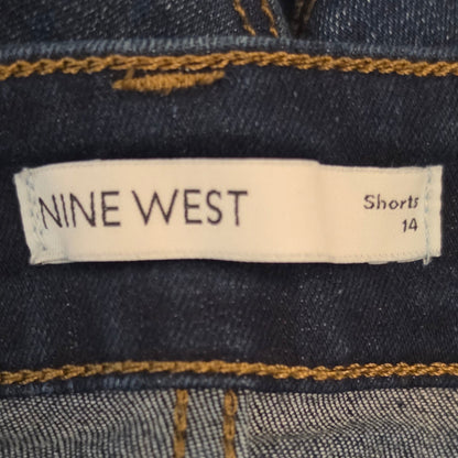 Nine West Dark Wash High Waist Button Down Denim Shorts Size 14 Good Condition