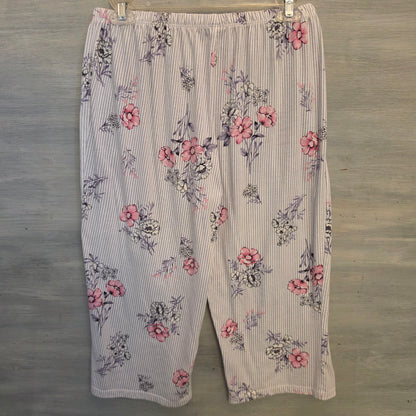 Vintage Laura Ashley 60% Cotton Floral Striped Pajama Sleepwear Set Size Medium Good Condition