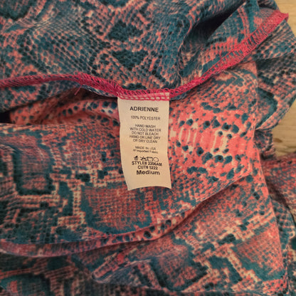 Adrienne Multicolor Snakeskin Print Duster Kimono Coverup Size Medium Like New