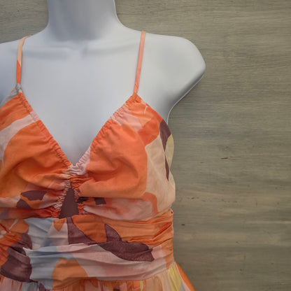 H&M Vibrant Abstract Watercolor Sleeveless Full Length Maxi Dress Size Medium Good Condition