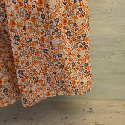 Shein Curve Peach Floral Print Vneck Tie Front Babydoll Blouse Size 1X Good Condition