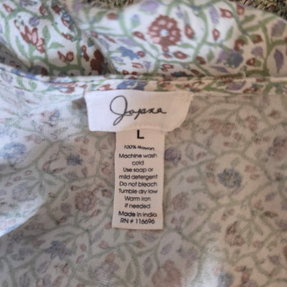 Japna Multicolor Floral Print Vneck Wrap Tie Waist Cropped Blouse Size Large Good Condition