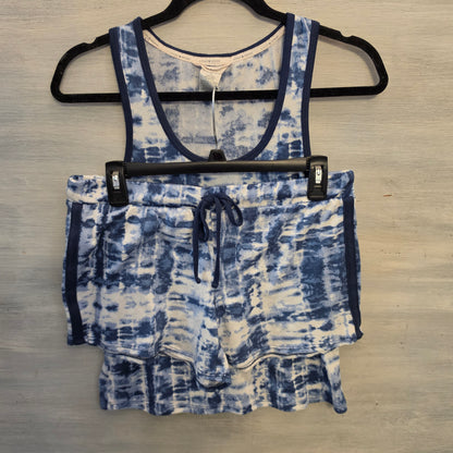 Lucky Brand Blue/White Knit Tie Dye Tank Top & Shorts Pajama Lounge Set Size Small Good Condition