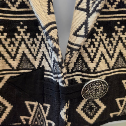 Vintage flashback 100%Cotton Tribal Print One Button Blazer Jacket Size Medium Good Condition