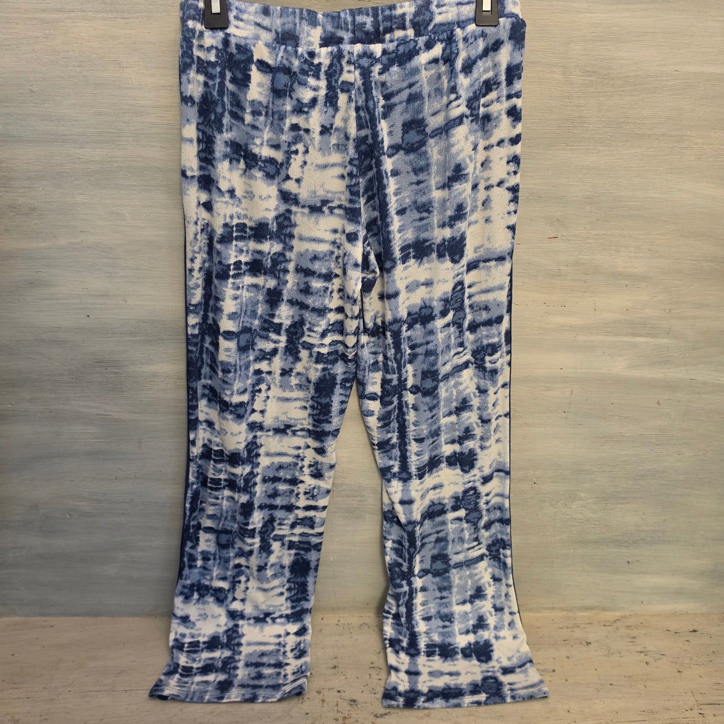 Lucky Brand Knit Blue White Tie Dye Shirt & Pants Pajama Lounge Set Size Small Good Condition