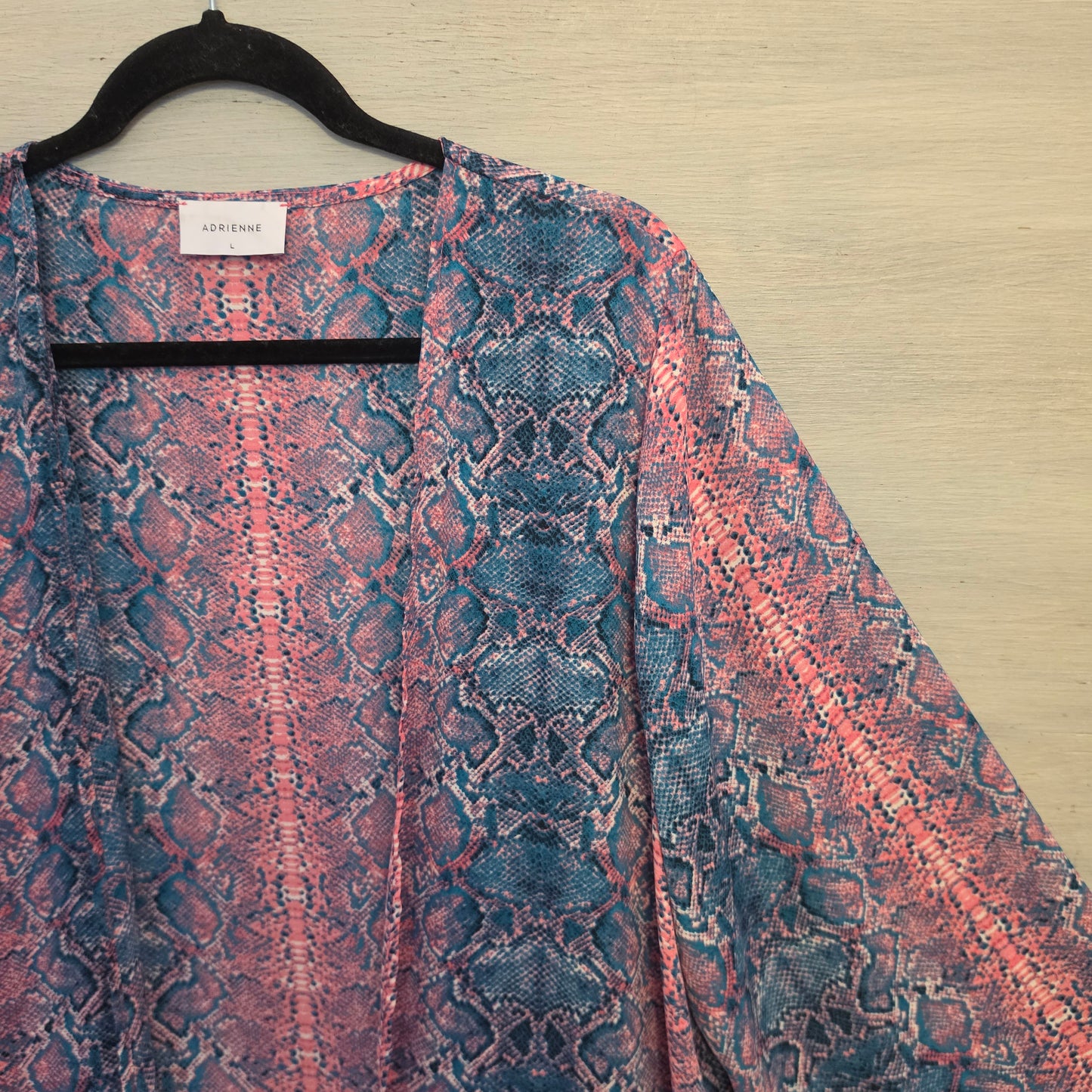 Adrienne Multicolor Snakeskin Print Duster Kimono Coverup Size Medium Like New