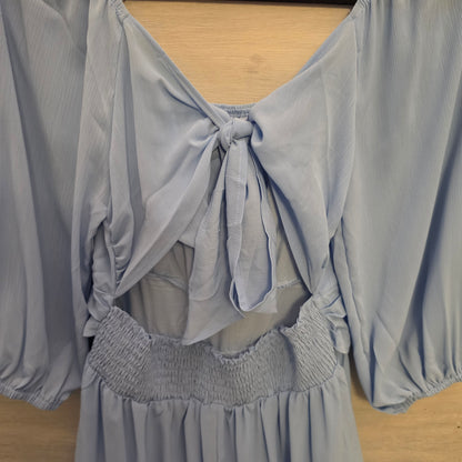 Dokotoo Baby Blue Romantic Open Tie Back Aline Mini Dress Size Large Good Condition
