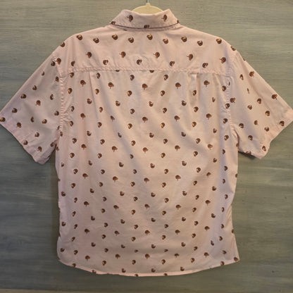 Goodfellow 97% Cotton Coconut Print Short Sleeve Button Down Shirt Size Large Good Condition