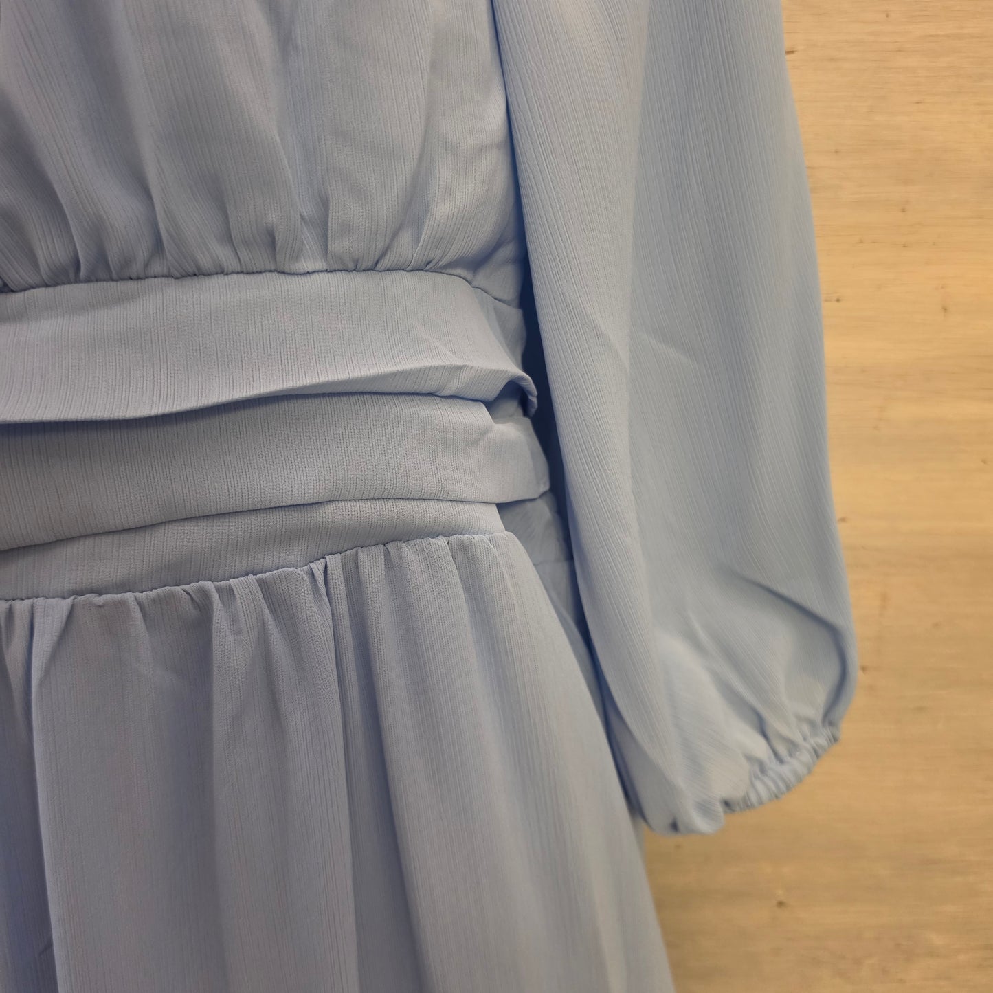 Dokotoo Baby Blue Romantic Open Tie Back Aline Mini Dress Size Large Good Condition
