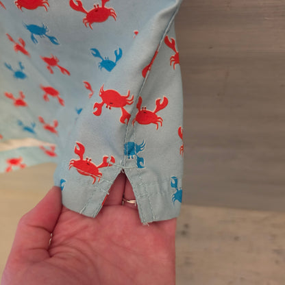 Land's End Men's Light Blue Multicolor Crab Print Swim Trunks Size XXL(44-46) Good Condition