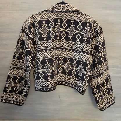 Vintage flashback 100%Cotton Tribal Print One Button Blazer Jacket Size Medium Good Condition