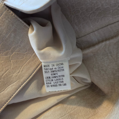 Loveriche Beige Faux Snakeskin Mini Skirt with Notched Hem Size Medium Good Condition