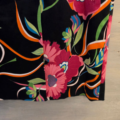 Metro Style Stretch 97% Cotton Colorful Floral Print Pencil Skirt Size 12 Good Condition